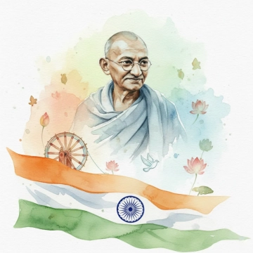 Free Watercolor Ganhi Jayanti Image Template to Edit Online