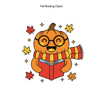 Free Fall Reading Cartoon Clipart (PNG, SVG) to Edit Online
