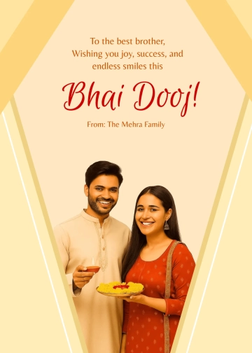 Free Brother Love Bhai Dooj Greeting Card Template to Edit Online