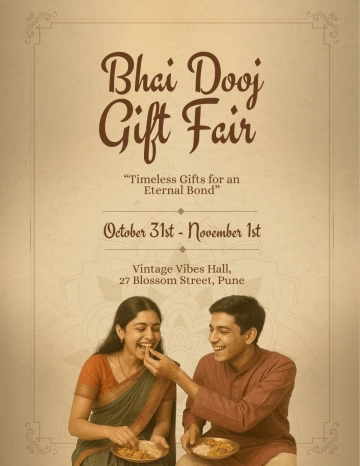 Free Vintage Gift Bhai Dooj Flyer Template to Edit Online