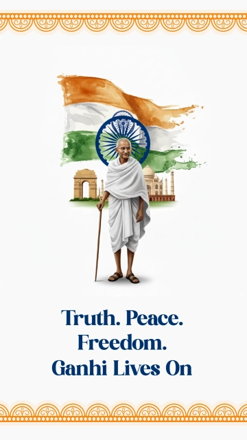Free Digital Gandhi Jayanti Tribute Wallpaper Template to Edit Online
