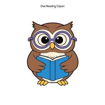 Free Owl Reading Vector Clipart (PNG, SVG) to Edit Online