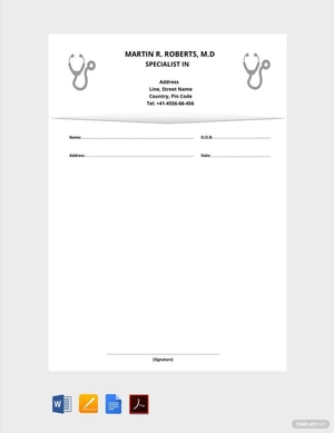 Gynecologist Doctor's Prescription Template