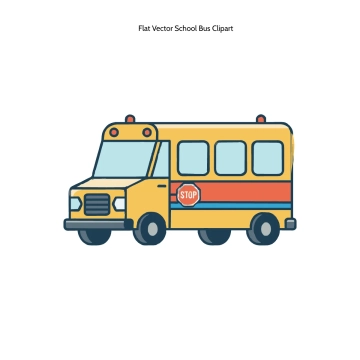Free Flat Vector School Bus Clipart Template to Edit Online