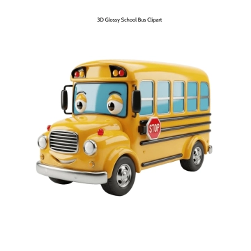 Free 3D Glossy School Bus Clipart Template to Edit Online
