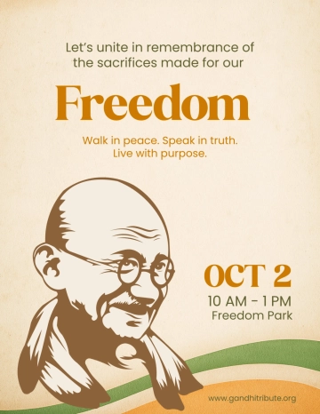Free Gandhi Jayanti Freedom Struggle Tribute Flyer Template to Edit Online