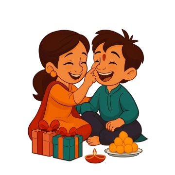Free Cute Children Bhai Dooj Illustration Template to Edit Online