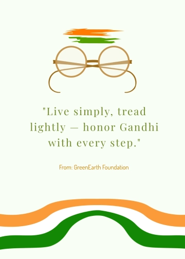 Free Gandhi Jayanti Sustainability Message Wishes Template to Edit Online