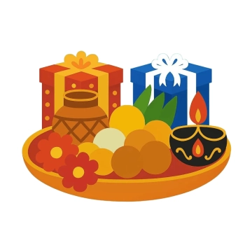 Free Festive Sweets and Diyas Bhai Dooj Clipart Template to Edit Online