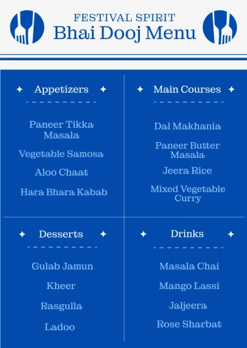 Free Festival Spirit Bhai Dooj Menu Template to Edit Online