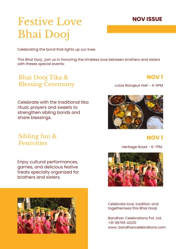 Free Festive Love Bhai Dooj Newsletter Template to Edit Online