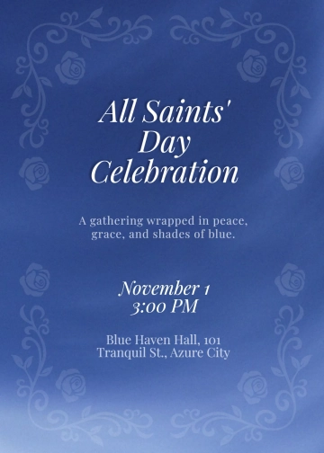 Free Blue All Saints' Day Invitation Template to Edit Online