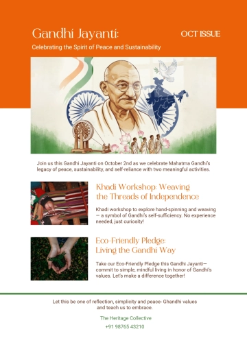 Free Gandhi Jayanti Email Newsletter Template to Edit Online