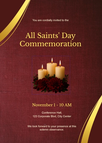 Free Professional All Saints' Day Invitation Letter Template to Edit Online