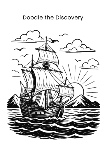 Free Black and White Columbus Day Drawing Template to Edit Online