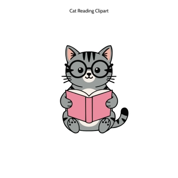 Free Cat Reading Vector Clipart (PNG, SVG) to Edit Online