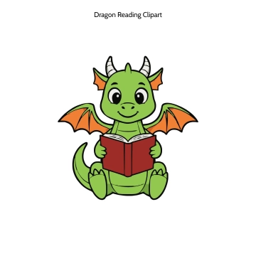 Free Dragon Reading Vector Clipart (PNG, SVG) to Edit Online