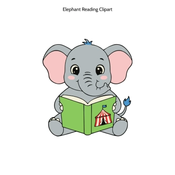 Free Elephant Reading Vector Clipart (PNG, SVG) to Edit Online
