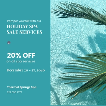 Free Spa Holiday Sale Instagram Post Template to Edit Online