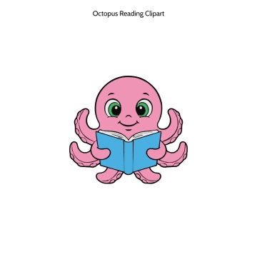 Free Octopus Reading Vector Clipart (PNG, SVG) to Edit Online
