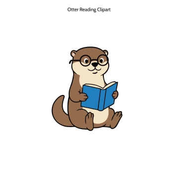 Free Otter Reading Vector Clipart (PNG, SVG) to Edit Online