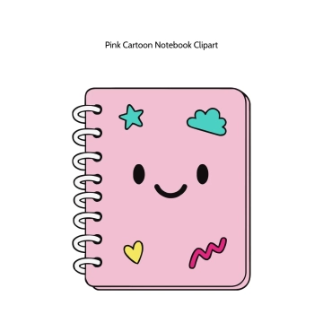 Free Pink Cartoon Notebook Vector Clipart (PNG, SVG) to Edit Online