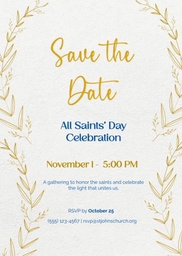 Free All Saints' Day Save the Date Invitation Template to Edit Online