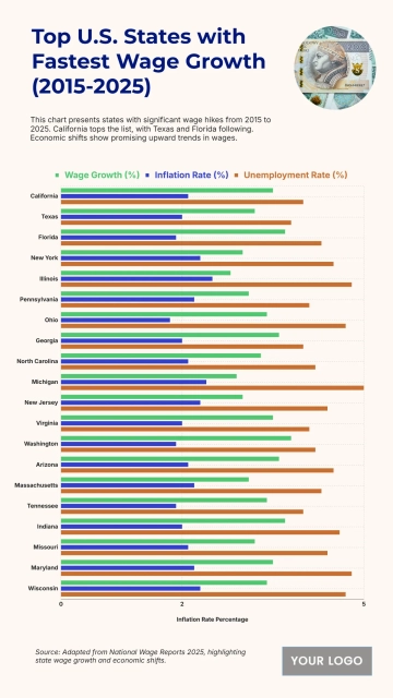 Free Top 20 U.S. States by Average Wage Growth (2015-2025) to Edit Online