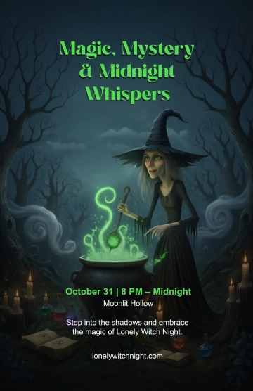 Free Lonely Witch Halloween Poster Template to Edit Online
