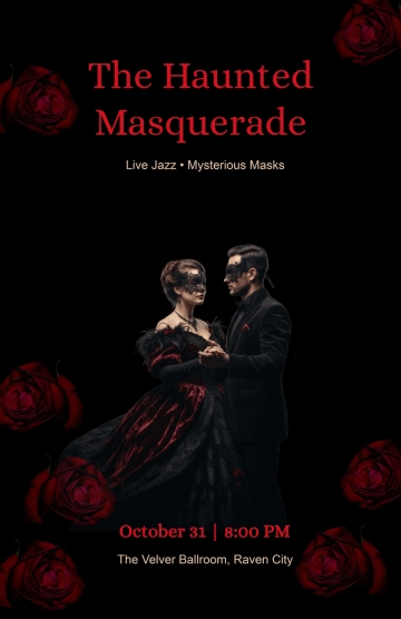 Free Black Halloween Ball Poster Template to Edit Online