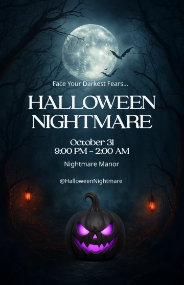 Free Halloween Nightmare Poster Template to Edit Online
