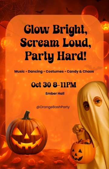 Free Orange Halloween Bash Poster Template to Edit Online