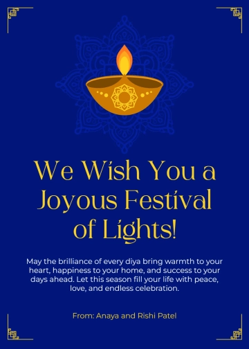 Free Happy Festival of Lights Wishes Template to Edit Online