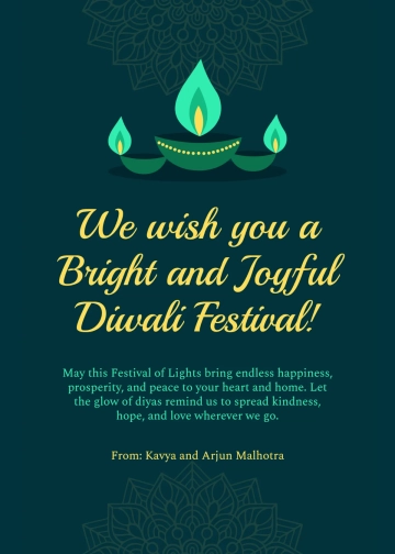 Free Happy Diwali Festival Greeting Template to Edit Online