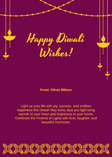Free Happy Diwali Wishes Layout Template to Edit Online