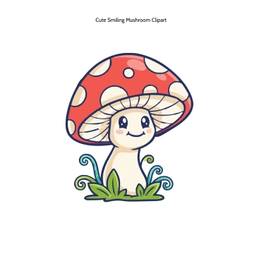 Free Cute Smiling Mushroom Clipart Template to Edit Online