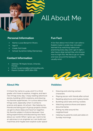 Free About Me Kids Template to Edit Online