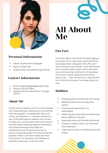 Free Unique About Me Template to Edit Online