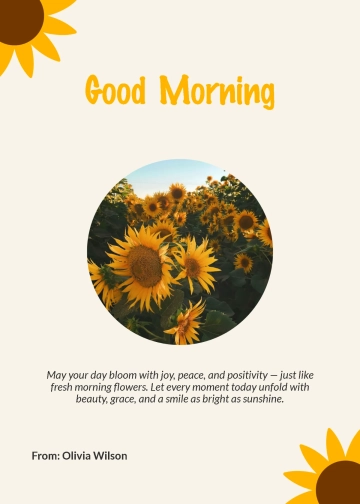 Free Flower Good Morning Wishes Template to Edit Online