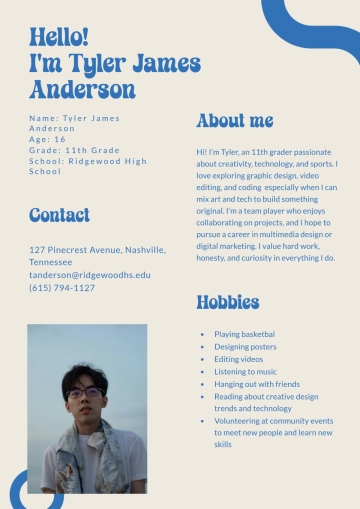 Free Highschool About Me Template to Edit Online