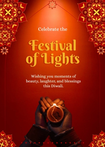 Free Diwali Message with Decorative Border Template to Edit Online