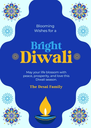Free Floral Border Diwali Wishes Template to Edit Online