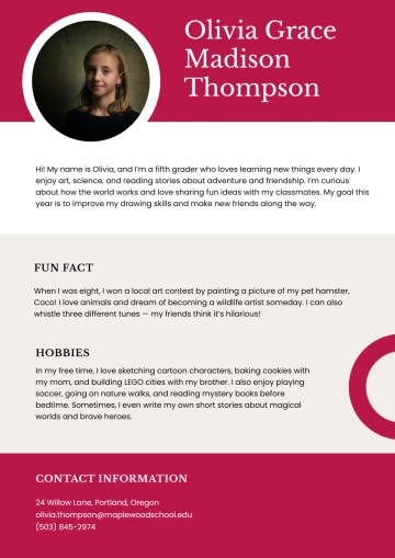 Free Professional About Me Template to Edit Online