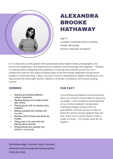 Free Story About Me Template to Edit Online