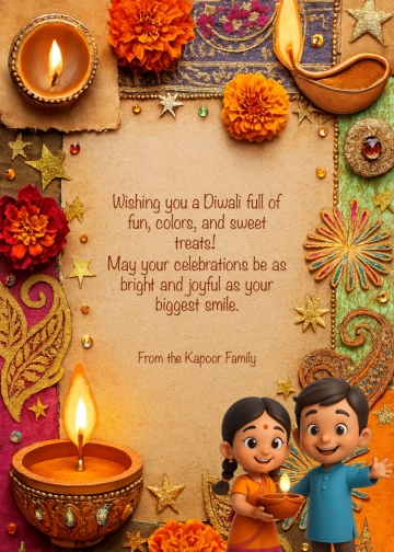 Free Kids Diwali Craft Message Template to Edit Online
