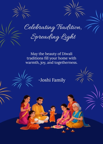 Free Diwali Message with Traditional Illustration Template to Edit Online