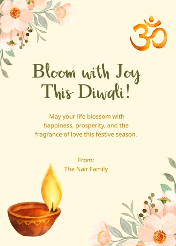 Free Floral Diwali Message Decoration Template to Edit Online