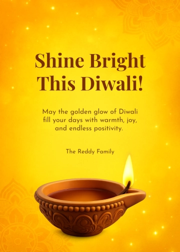 Yellow Diwali Message Template to Download
