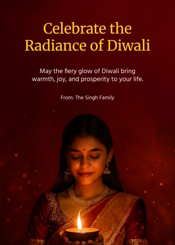 Free Red Theme Diwali Wishes Graphic Template to Edit Online