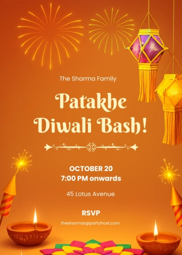 Free Patakhe Diwali Party Invitation Template to Edit Online